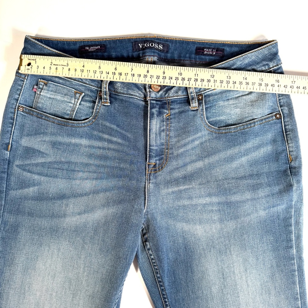 Vigoss Light Blue Wash Jagger Skinny Mid-Rise Denim Jeans Americana Streetwear - Picture 10 of 12